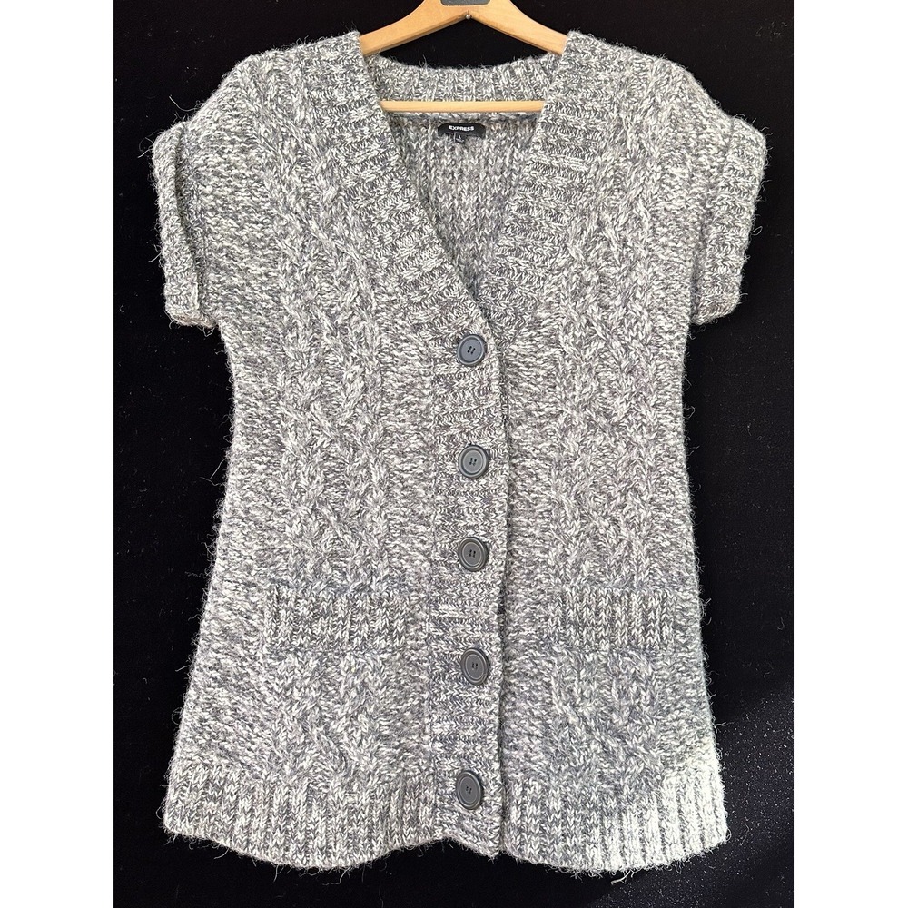Alpaca Wool Babydoll Vest Cardigan Sweater Long Soft L Women's y2K